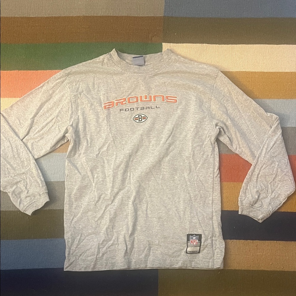 Reebok Gray Browns Football Long Sleeve Tee